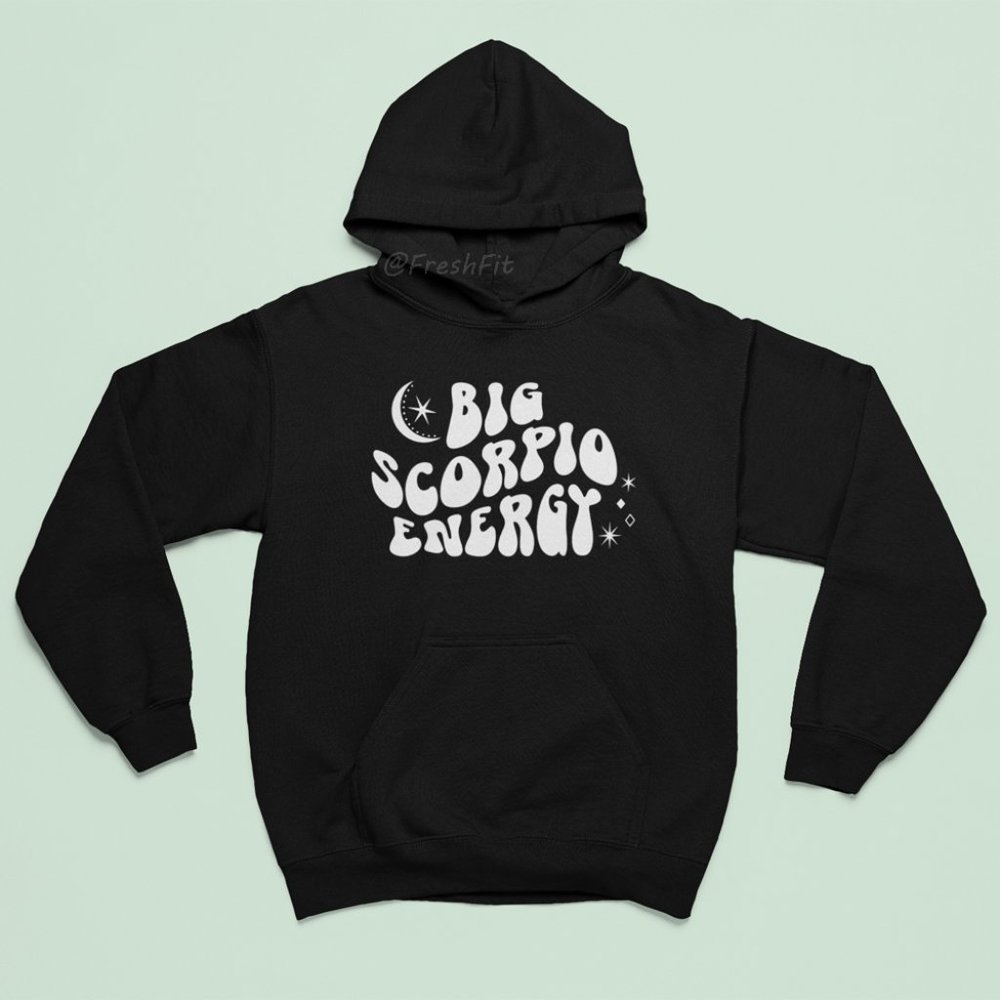 🆕Big Scorpio Energy Zodiac Black Fleece Pullover Hoodie Sweatshirt